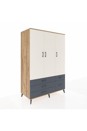 Kronos Dolap 5 Raflı 5 Çekmeceli Tek Askılı 132x59x195 Çam-Aytaşı/Antrasit