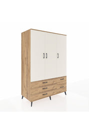 Kronos Dolap 5 Raflı 5 Çekmeceli Tek Askılı 132x59x195 Çam-Aytaşı/Çam