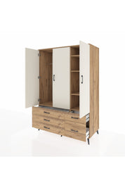 Kronos Dolap 5 Raflı 5 Çekmeceli Tek Askılı 132x59x195 Çam-Aytaşı/Çam