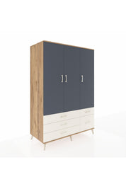 Kronos Dolap 5 Raflı 5 Çekmeceli Tek Askılı 132x59x195 Çam-Antrasit/Aytaşı