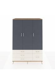 Kronos Dolap 5 Raflı 5 Çekmeceli Tek Askılı 132x59x195 Çam-Antrasit/Aytaşı