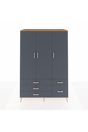 Kronos Dolap 5 Raflı 5 Çekmeceli Tek Askılı 132x59x195 Çam-Antrasit/Antrasit