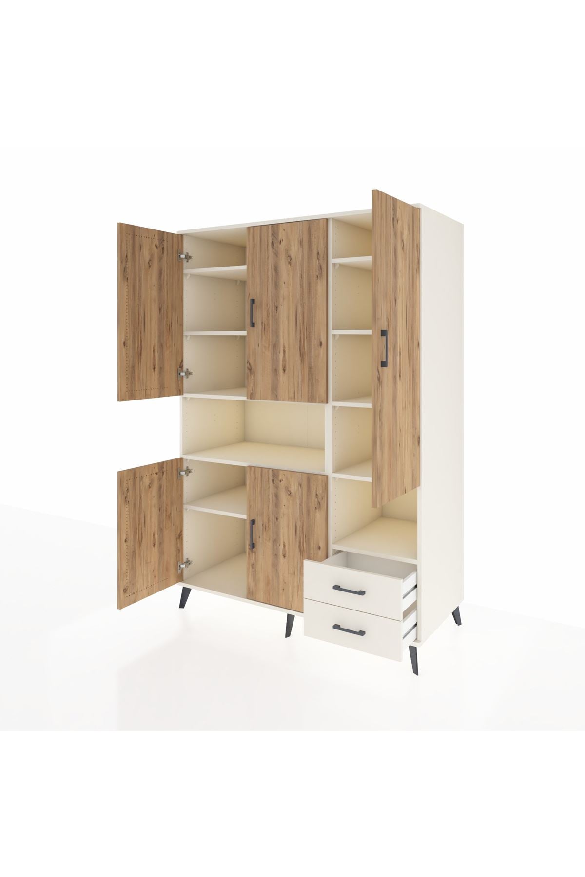 Kronos Dolap 10 Raflı 2 Çekmeceli 5 Kapaklı 132x59x195 Aytaşı-Çam/Aytaşı