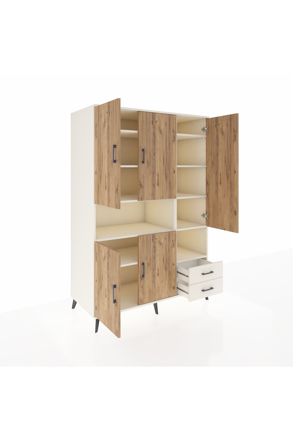 Kronos Dolap 10 Raflı 2 Çekmeceli 5 Kapaklı 132x59x195 Aytaşı-Çam/Aytaşı