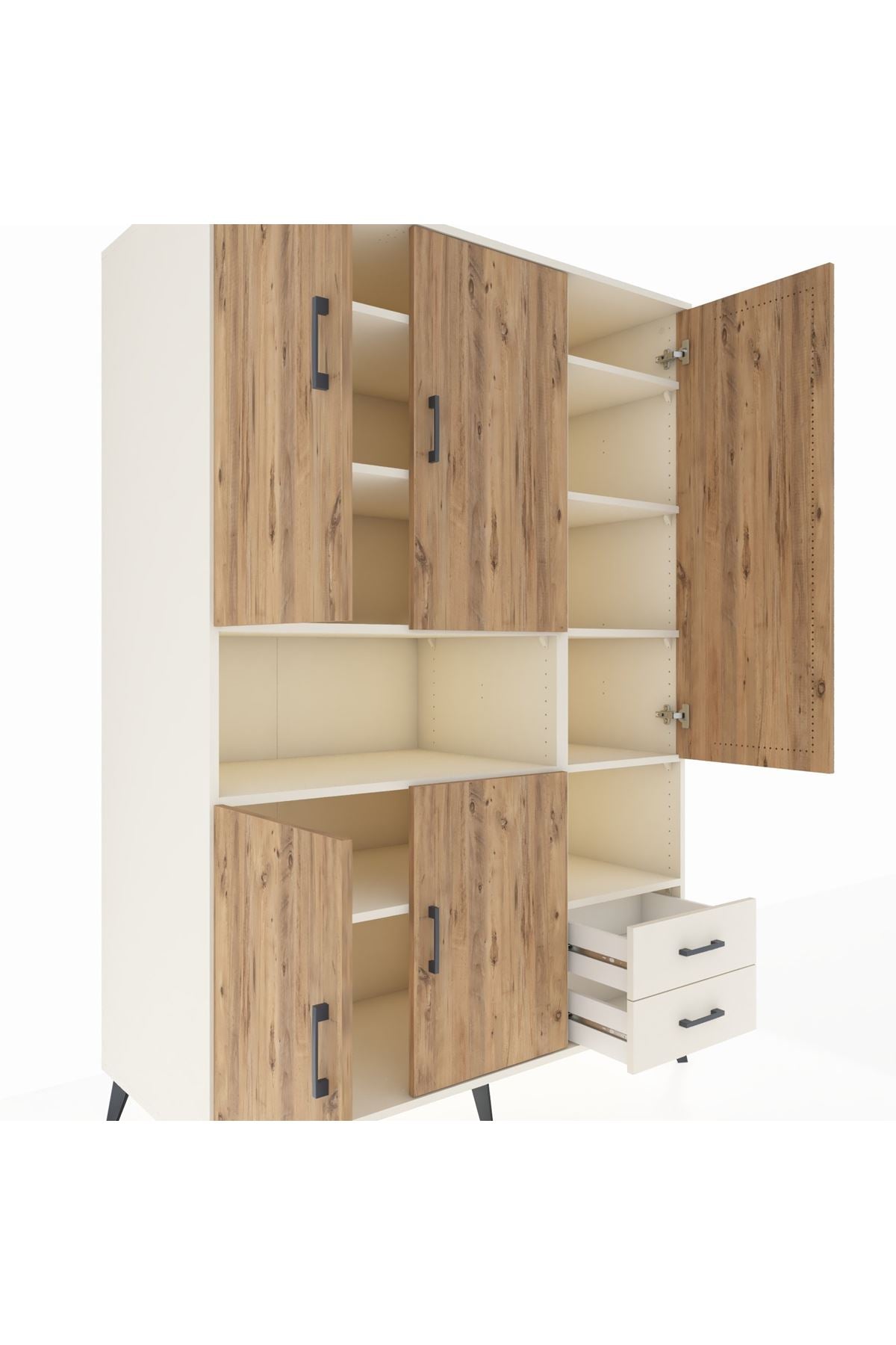 Kronos Dolap 10 Raflı 2 Çekmeceli 5 Kapaklı 132x59x195 Aytaşı-Çam/Aytaşı