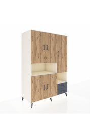 Kronos Dolap 10 Raflı 2 Çekmeceli 5 Kapaklı 132x59x195 Aytaşı-Çam/Antrasit