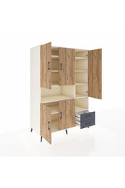 Kronos Dolap 10 Raflı 2 Çekmeceli 5 Kapaklı 132x59x195 Aytaşı-Çam/Antrasit