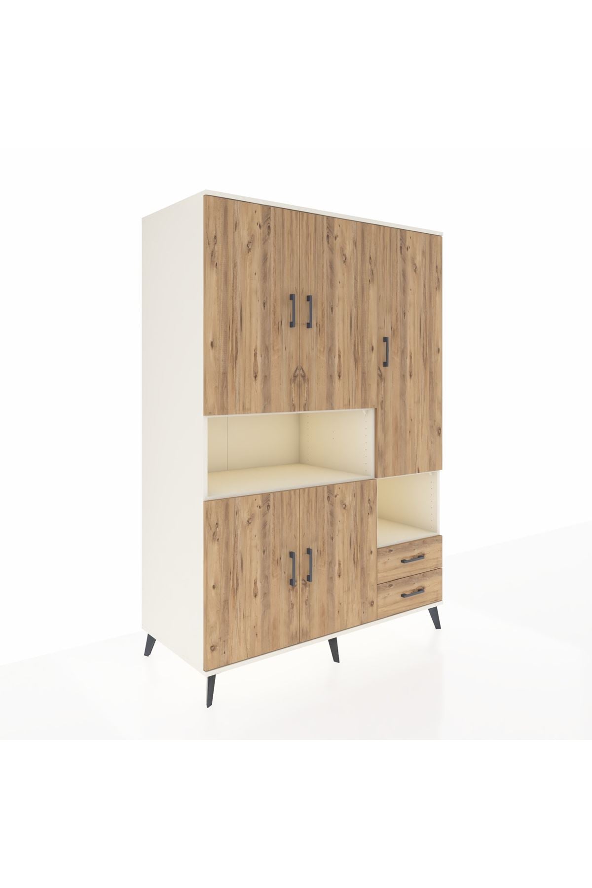 Kronos Dolap 10 Raflı 2 Çekmeceli 5 Kapaklı 132x59x195 Aytaşı-Çam/Çam