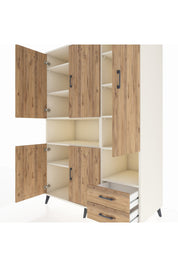 Kronos Dolap 10 Raflı 2 Çekmeceli 5 Kapaklı 132x59x195 Aytaşı-Çam/Çam