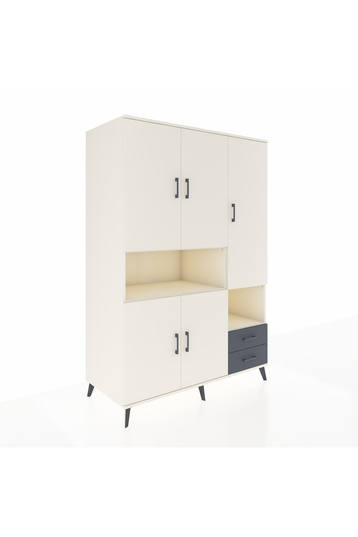 Kronos Dolap 10 Raflı 2 Çekmeceli 5 Kapaklı 132x59x195 Aytaşı-Aytaşı/Antrasit