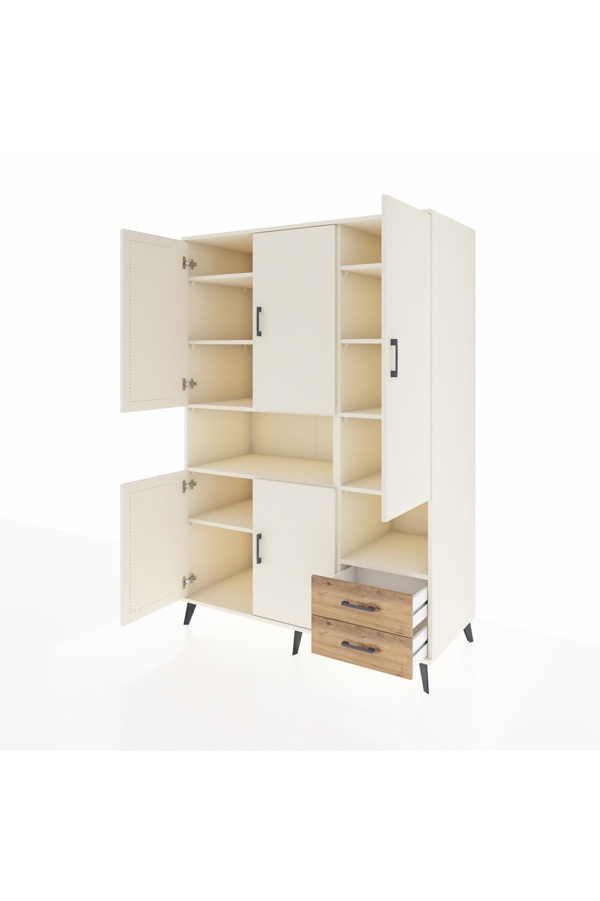 Kronos Dolap 10 Raflı 2 Çekmeceli 5 Kapaklı 132x59x195 Aytaşı-Aytaşı/Çam