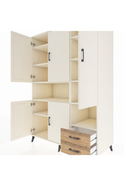 Kronos Dolap 10 Raflı 2 Çekmeceli 5 Kapaklı 132x59x195 Aytaşı-Aytaşı/Çam