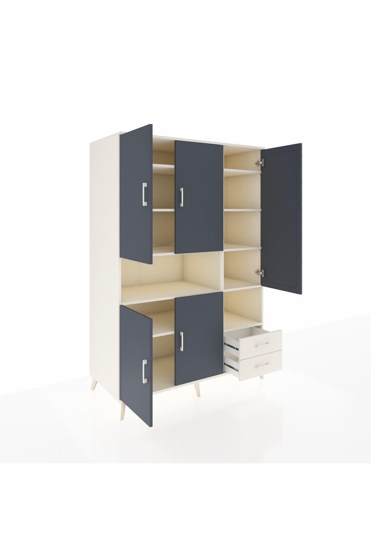 Kronos Dolap 10 Raflı 2 Çekmeceli 5 Kapaklı 132x59x195 Aytaşı-Antrasit/Aytaşı