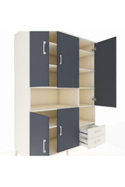 Kronos Dolap 10 Raflı 2 Çekmeceli 5 Kapaklı 132x59x195 Aytaşı-Antrasit/Aytaşı