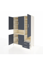 Kronos Dolap 10 Raflı 2 Çekmeceli 5 Kapaklı 132x59x195 Aytaşı-Antrasit/Antrasit