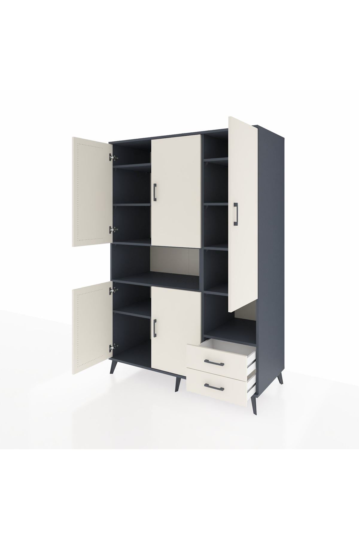 Kronos Dolap 10 Raflı 2 Çekmeceli 5 Kapaklı 132x59x195 Antrasit-Aytaşı/Aytaşı