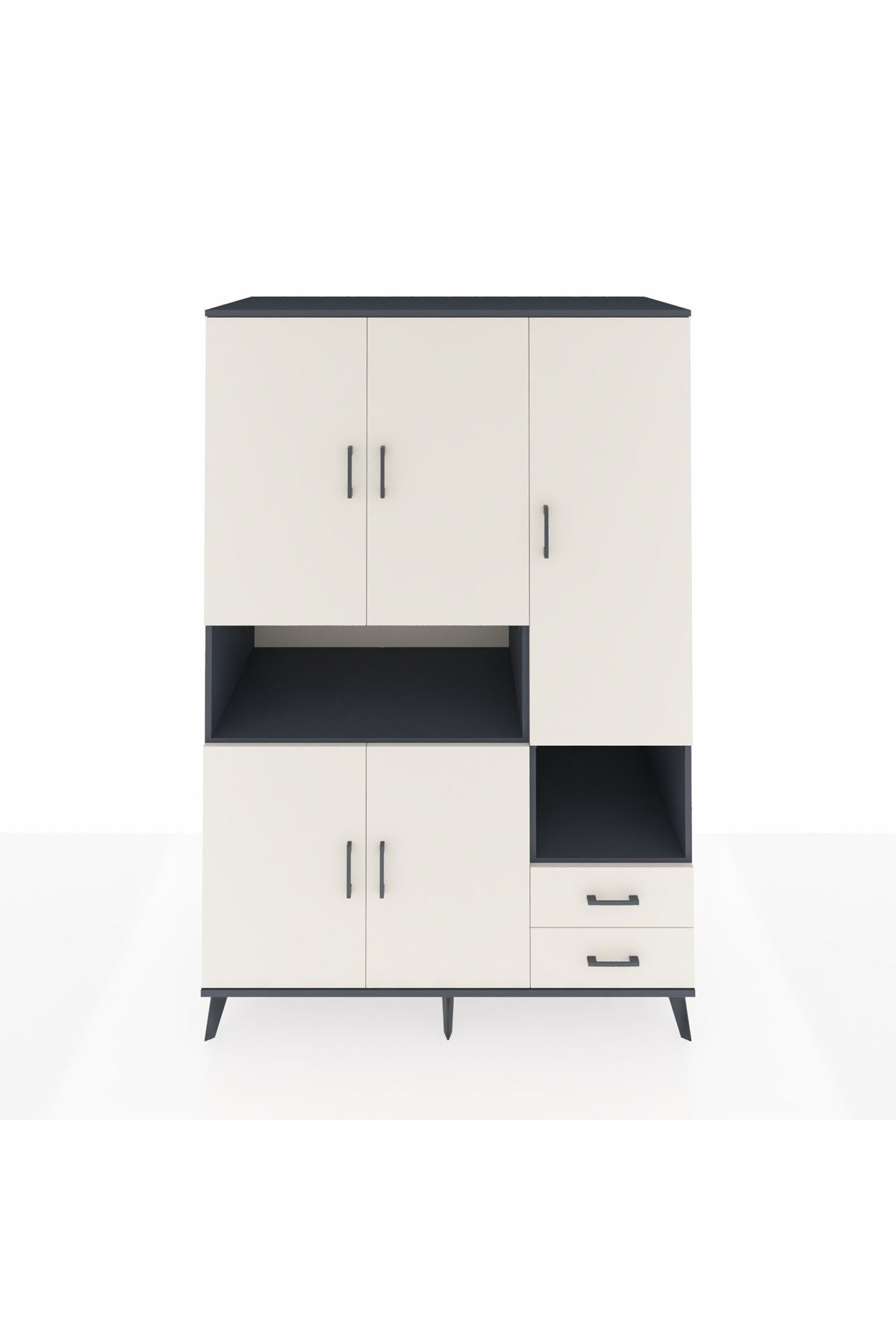 Kronos Dolap 10 Raflı 2 Çekmeceli 5 Kapaklı 132x59x195 Antrasit-Aytaşı/Aytaşı