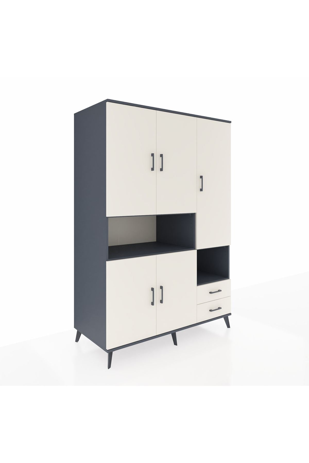 Kronos Dolap 10 Raflı 2 Çekmeceli 5 Kapaklı 132x59x195 Antrasit-Aytaşı/Aytaşı
