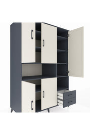Kronos Dolap 10 Raflı 2 Çekmeceli 5 Kapaklı 132x59x195 Antrasit-Aytaşı/Antrasit