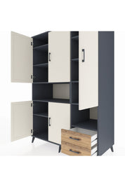 Kronos Dolap 10 Raflı 2 Çekmeceli 5 Kapaklı 132x59x195 Antrasit-Aytaşı/Çam