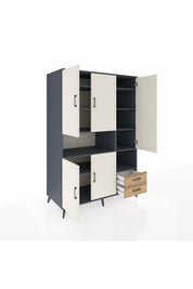 Kronos Dolap 10 Raflı 2 Çekmeceli 5 Kapaklı 132x59x195 Antrasit-Aytaşı/Çam