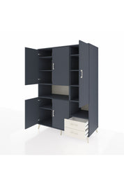 Kronos Dolap 10 Raflı 2 Çekmeceli 5 Kapaklı 132x59x195 Antrasit-Antrasit/Aytaşı