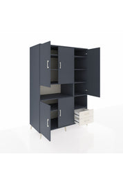 Kronos Dolap 10 Raflı 2 Çekmeceli 5 Kapaklı 132x59x195 Antrasit-Antrasit/Aytaşı