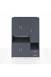 Kronos Dolap 10 Raflı 2 Çekmeceli 5 Kapaklı 132x59x195 Antrasit-Antrasit/Antrasit