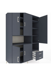 Kronos Dolap 10 Raflı 2 Çekmeceli 5 Kapaklı 132x59x195 Antrasit-Antrasit/Antrasit