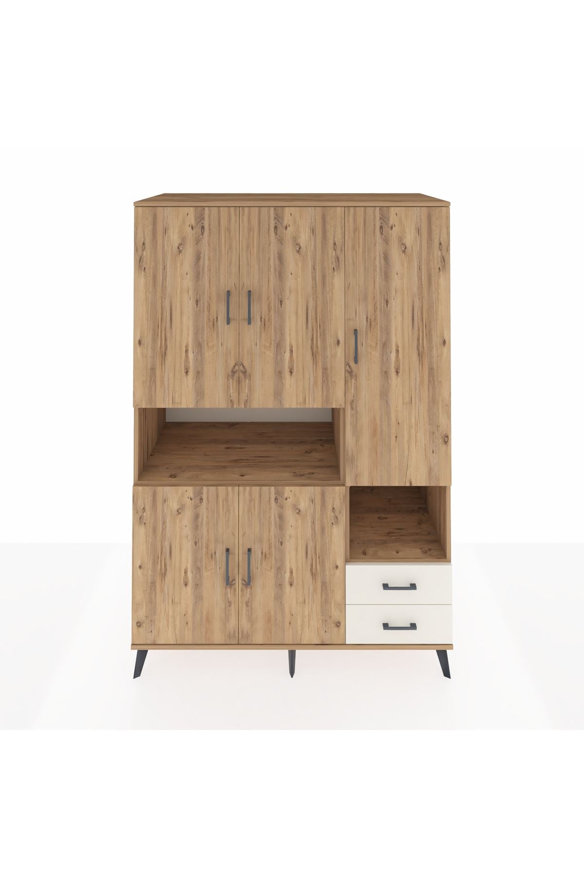 Kronos Dolap 10 Raflı 2 Çekmeceli 5 Kapaklı 132x59x195 Çam-Çam/Aytaşı