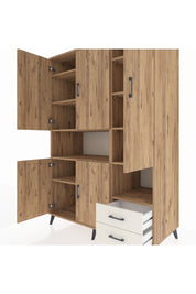 Kronos Dolap 10 Raflı 2 Çekmeceli 5 Kapaklı 132x59x195 Çam-Çam/Aytaşı