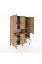 Kronos Dolap 10 Raflı 2 Çekmeceli 5 Kapaklı 132x59x195 Çam-Çam/Aytaşı