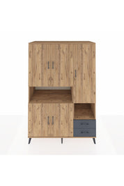 Kronos Dolap 10 Raflı 2 Çekmeceli 5 Kapaklı 132x59x195 Çam-Çam/Antrasit