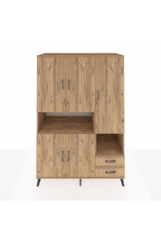 Kronos Dolap 10 Raflı 2 Çekmeceli 5 Kapaklı 132x59x195 Çam-Çam/Çam