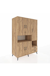 Kronos Dolap 10 Raflı 2 Çekmeceli 5 Kapaklı 132x59x195 Çam-Çam/Çam