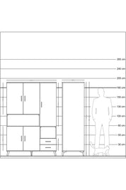 Kronos Dolap 10 Raflı 2 Çekmeceli 5 Kapaklı 132x59x195 Çam-Çam/Çam