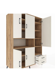 Kronos Dolap 10 Raflı 2 Çekmeceli 5 Kapaklı 132x59x195 Çam-Aytaşı/Aytaşı