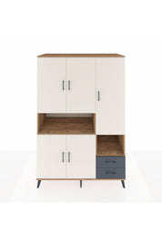 Kronos Dolap 10 Raflı 2 Çekmeceli 5 Kapaklı 132x59x195 Çam-Aytaşı/Antrasit