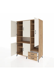 Kronos Dolap 10 Raflı 2 Çekmeceli 5 Kapaklı 132x59x195 Çam-Aytaşı/Çam