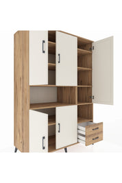 Kronos Dolap 10 Raflı 2 Çekmeceli 5 Kapaklı 132x59x195 Çam-Aytaşı/Çam