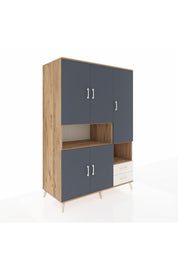 Kronos Dolap 10 Raflı 2 Çekmeceli 5 Kapaklı 132x59x195 Çam-Antrasit/Aytaşı