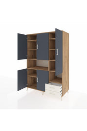 Kronos Dolap 10 Raflı 2 Çekmeceli 5 Kapaklı 132x59x195 Çam-Antrasit/Aytaşı