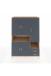 Kronos Dolap 10 Raflı 2 Çekmeceli 5 Kapaklı 132x59x195 Çam-Antrasit/Antrasit