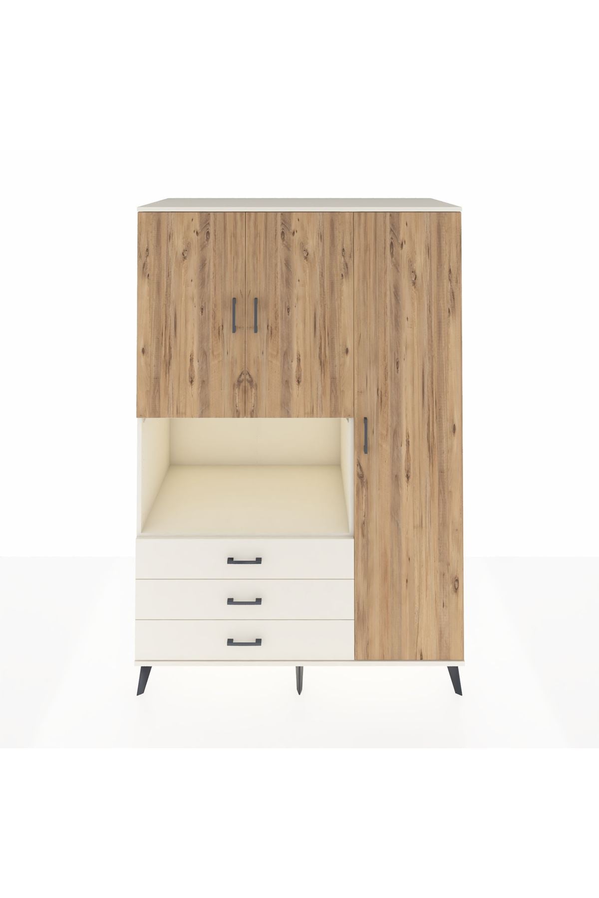 Kronos Dolap 7 Raflı 3 Çekmeceli 3 Kapaklı 132x59x195 Aytaşı-Çam/Aytaşı