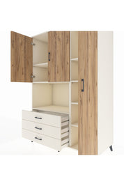 Kronos Dolap 7 Raflı 3 Çekmeceli 3 Kapaklı 132x59x195 Aytaşı-Çam/Aytaşı
