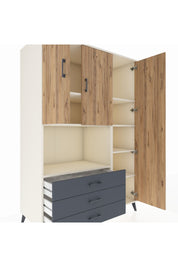 Kronos Dolap 7 Raflı 3 Çekmeceli 3 Kapaklı 132x59x195 Aytaşı-Çam/Antrasit