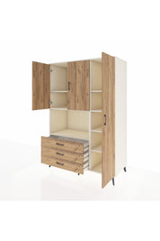 Kronos Dolap 7 Raflı 3 Çekmeceli 3 Kapaklı 132x59x195 Aytaşı-Çam/Çam