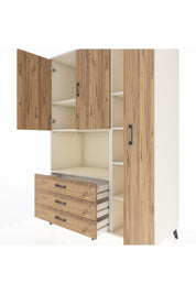 Kronos Dolap 7 Raflı 3 Çekmeceli 3 Kapaklı 132x59x195 Aytaşı-Çam/Çam