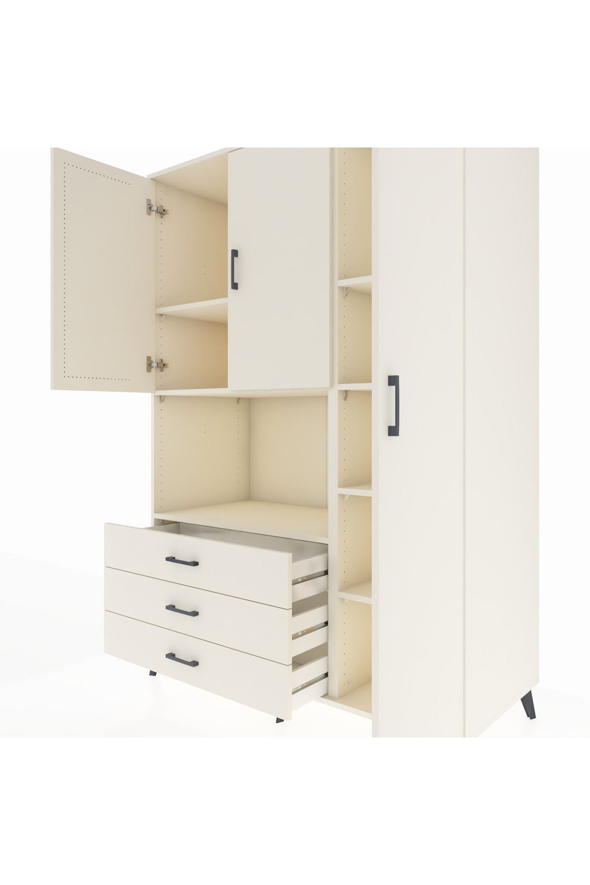 Kronos Dolap 7 Raflı 3 Çekmeceli 3 Kapaklı 132x59x195 Aytaşı-Aytaşı/Aytaşı