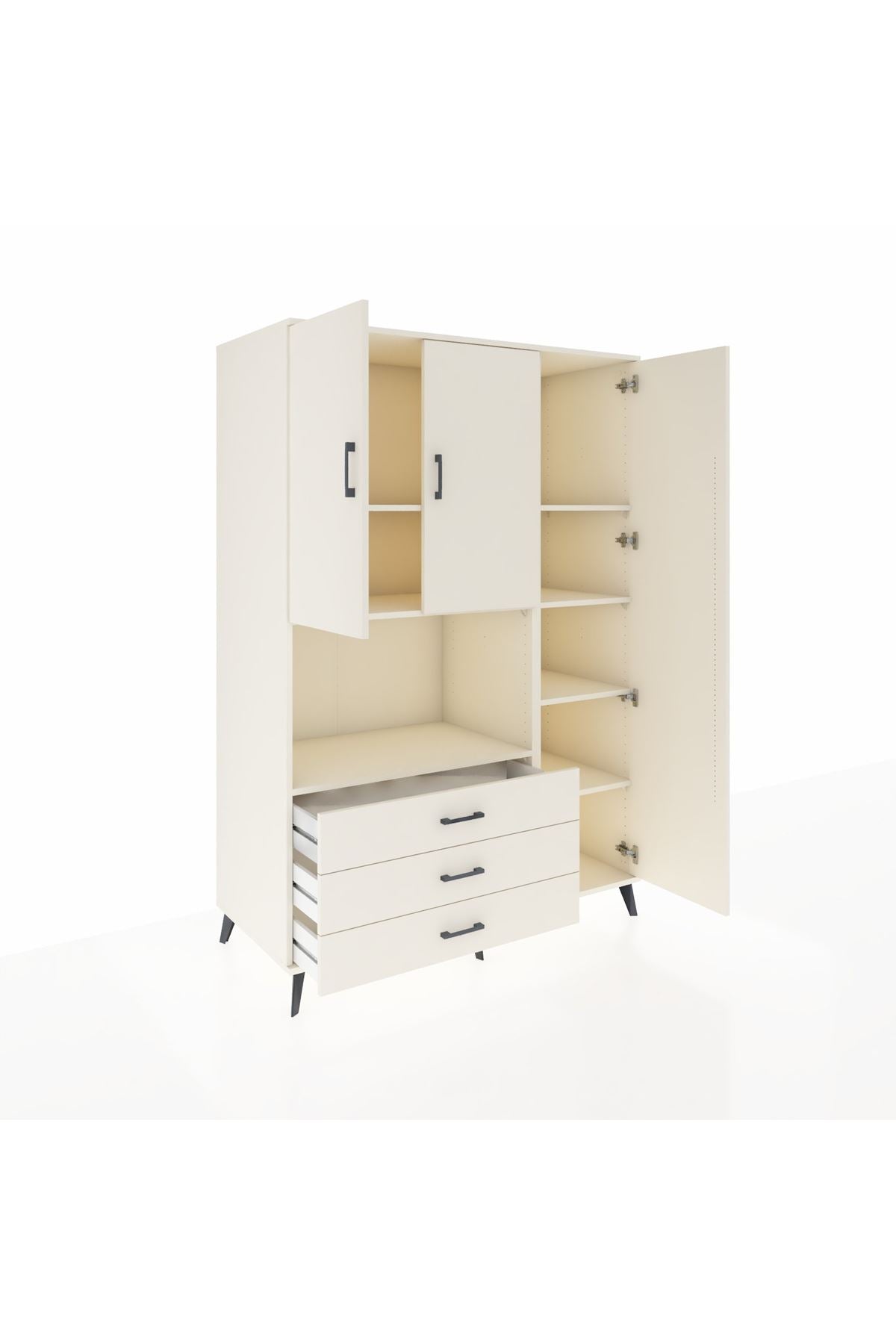 Kronos Dolap 7 Raflı 3 Çekmeceli 3 Kapaklı 132x59x195 Aytaşı-Aytaşı/Aytaşı